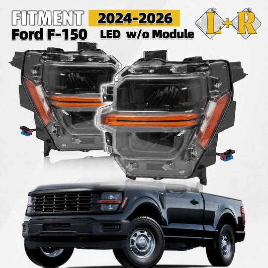 For 2024-2026 Ford F-150 LED Headlight Reflector w/o Module Left+Right Pair